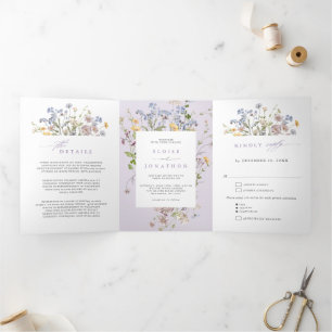 Invitation de mariage pour jardin de fleurs sauvag