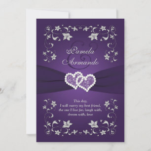 Invitation de mariage Purple, Argent, Floral, Co