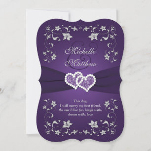 Invitation de mariage   Purple, Argent, Floral, Co