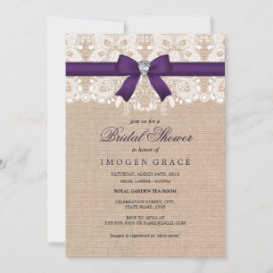 Invitation de mariage Purple Lace & Burlap