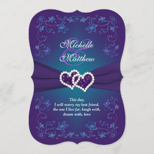 Invitation de mariage   Purple, Turquoise, Floral,