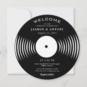 Invitation de mariage QR sur disque vinyle rétro v