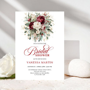 Invitation de mariage raffinée marron floral or