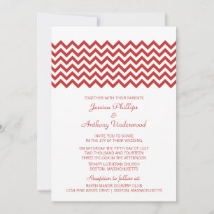 Invitation de mariage Red Simple Chevron