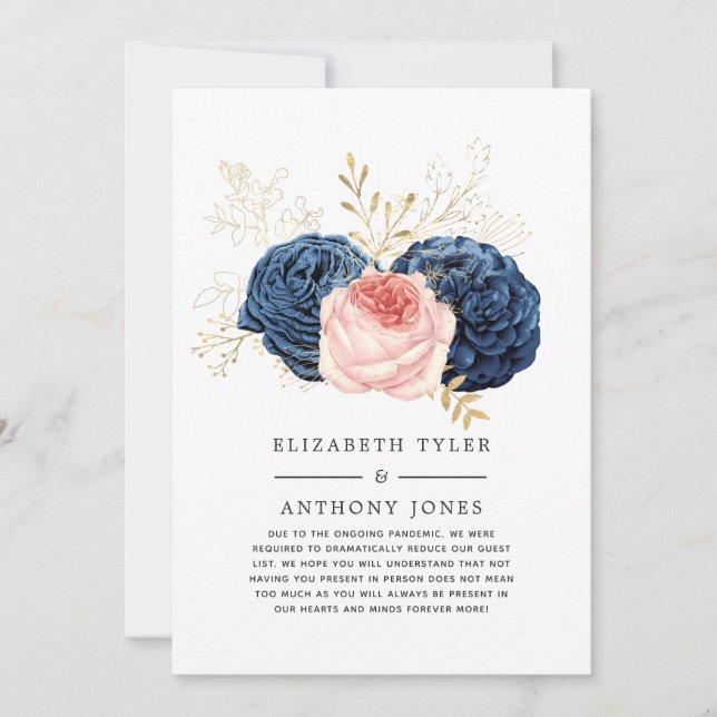 Invitation de mariage réduite pour invité avec fle (Devant)