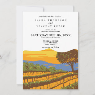 Invitation de mariage rétro Napa Valley Californie