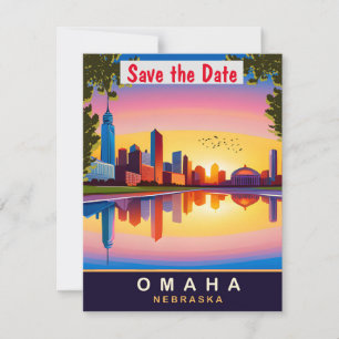 Invitation de mariage Rétro sur la skyline d'Omaha