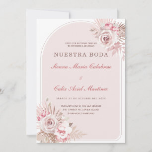 Invitation de Mariage Romantique dans des Tons Rose Pâle avec