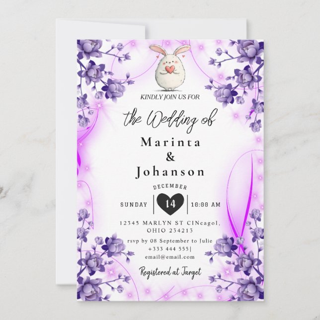 invitation de mariage romantique vintage (Devant)