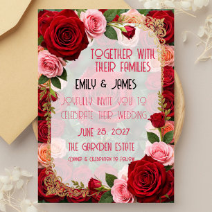 Invitation de mariage Rose Cramoisi Classique