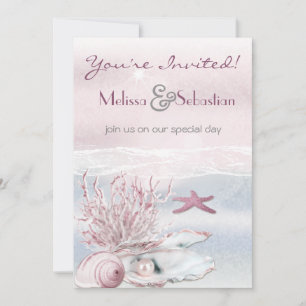 Invitation de mariage rose Dream Shore Beach