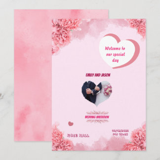 Invitation de mariage rose élégante