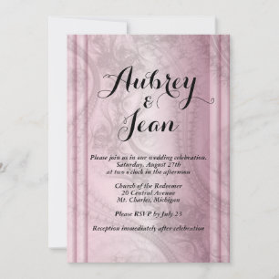 Invitation de mariage rose et noir