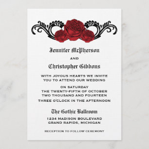 Invitation de mariage Rose Goth Swirl, Rouge