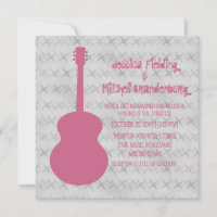 Invitation de mariage rose Grunge Guitare