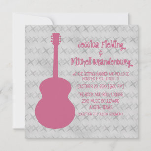 Invitation de mariage rose Grunge Guitare