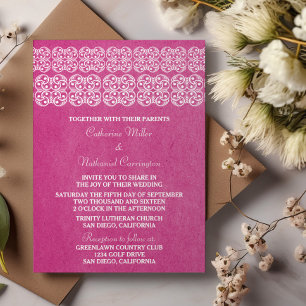 Invitation de mariage rose moderne de Bohême