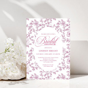 Invitation de mariage Rose Poussiéreuse Rose Fleur