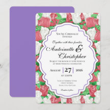Invitation de mariage Rose Rouge & Blanche - Bordu