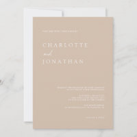 Invitation de mariage rose taupe écriture moderne
