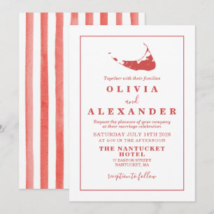 Invitation de mariage rouge Nantucket ACK