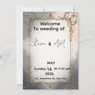 Invitation de mariage royale élégante Luxe or et