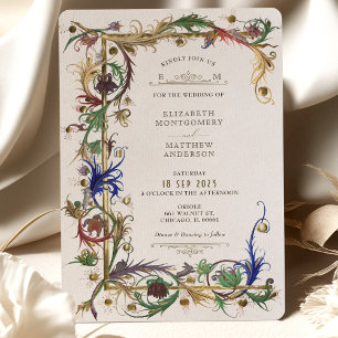 Invitation de mariage royale médiévale illustrée à