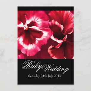 Invitation de mariage rubis 40 ans Noir Blanc & Ro