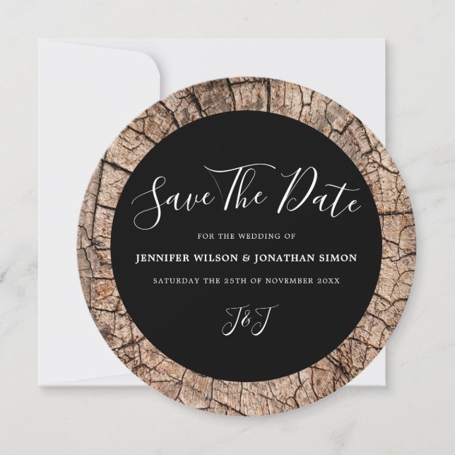 Invitation de mariage rustique à grain de bois Enr (Devant)