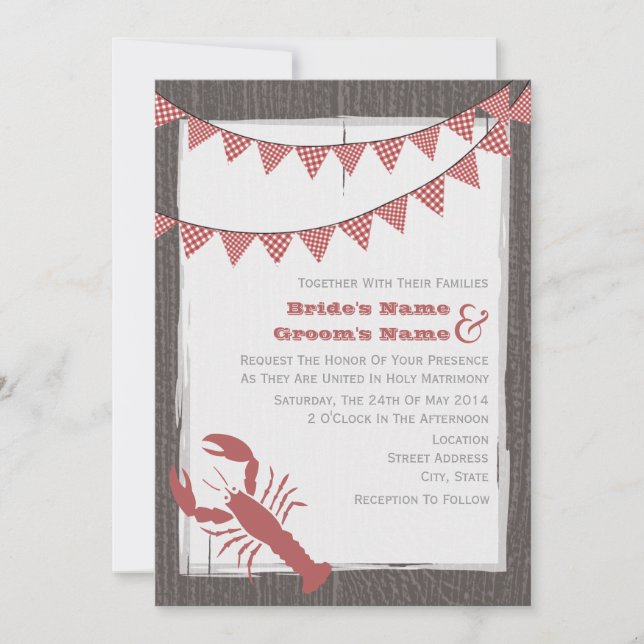 Invitation de mariage rustique au homard (Devant)