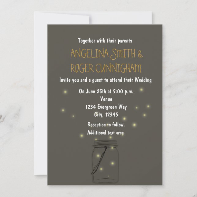 Invitation de mariage rustique avec pot Mason et l (Devant)