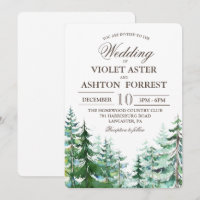 Invitation de mariage rustique avec sapin