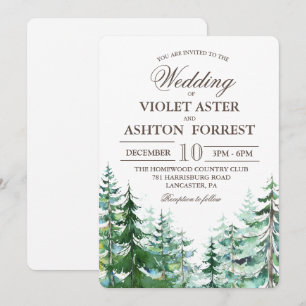Invitation de mariage rustique avec sapin