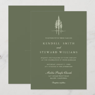 Invitation de mariage rustique de forêt d'arbres v