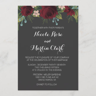 Invitation de mariage rustique d'hiver