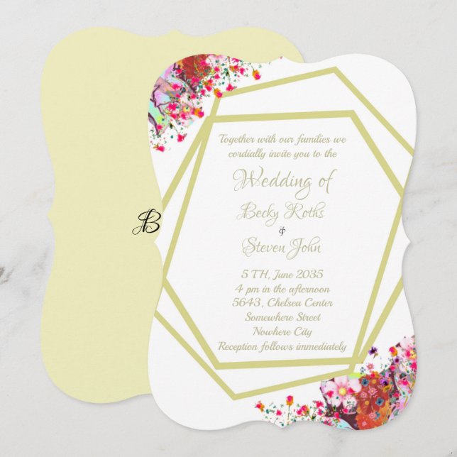 Invitation de mariage rustique floral élégant mode (Devant / Derrière)