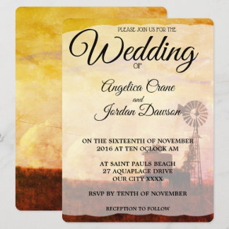 Invitation de mariage rustique moulin à vent de ca