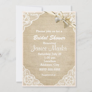 Invitation de mariage rustique vintage en dentelle