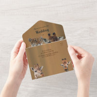 Invitation de mariage Safari Faune Tout en Un