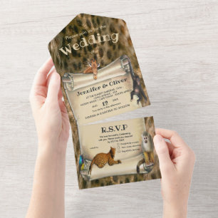 Invitation de mariage Safari Wildlife tout en un