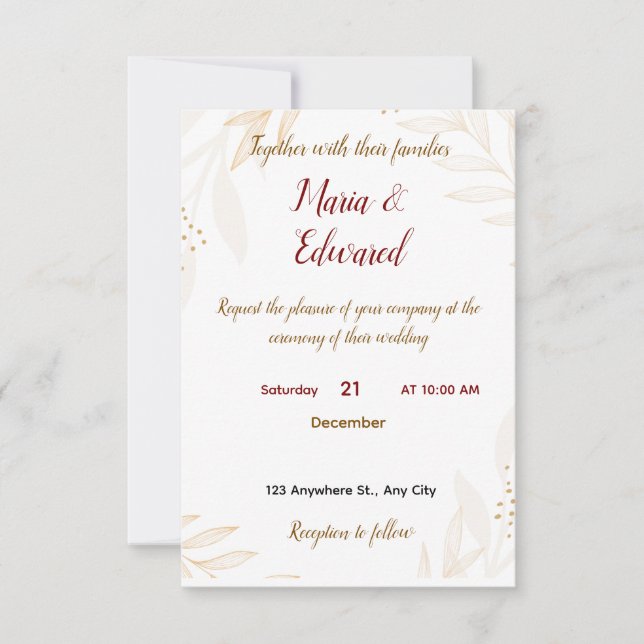 Invitation de mariage simple (Devant)