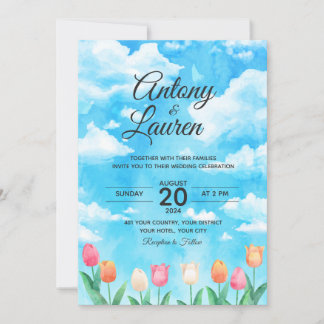 Invitation de mariage simple à l'aquarelle