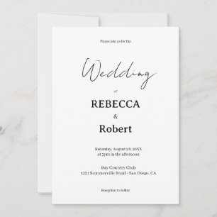 Invitation de mariage simple classique noir et bla