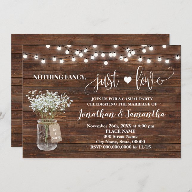 Invitation de mariage simple et amoureux (Devant / Derrière)