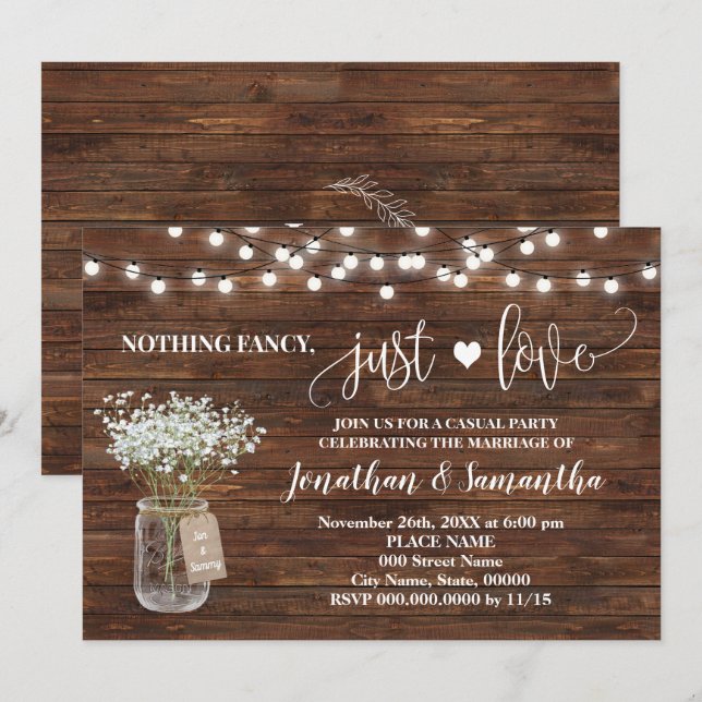 Invitation de mariage simple et élégant pour une f (Devant / Derrière)