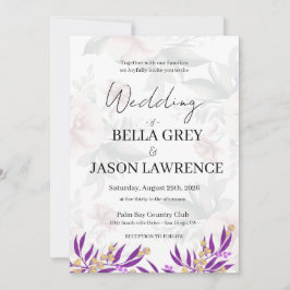 Invitation de mariage simple fleur noir et blanc