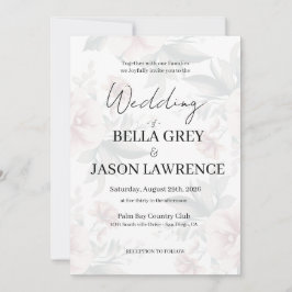 Invitation de mariage simple fleur noir et blanc