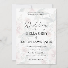 Invitation de mariage simple fleur noir et blanc