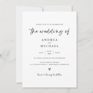 Invitation de mariage simple moderne à cœur dessin