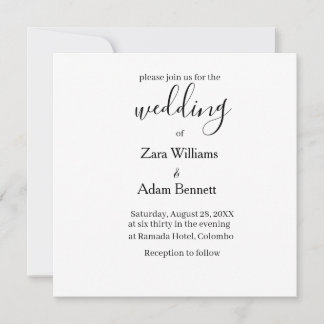 Invitation de mariage simple noir et blanc